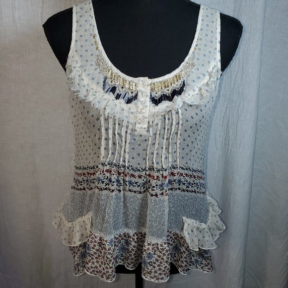 WILLOW & CLAY 100% Silk Beaded Anthropologie - Picture 1 of 3